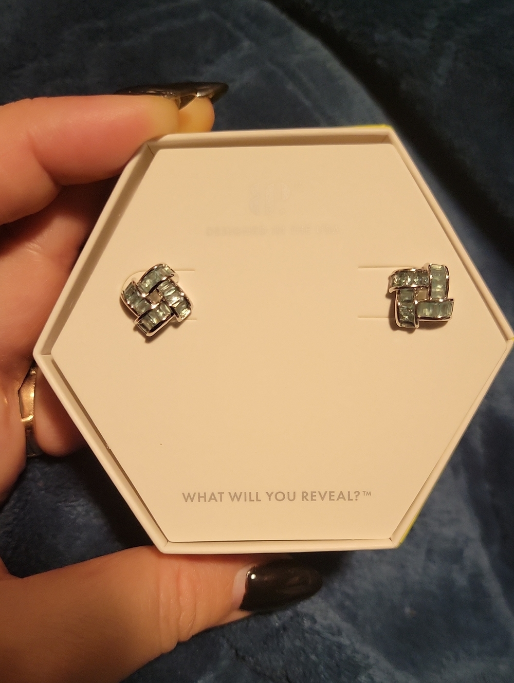 Pale Blue Crystal Knot Stud Earrings